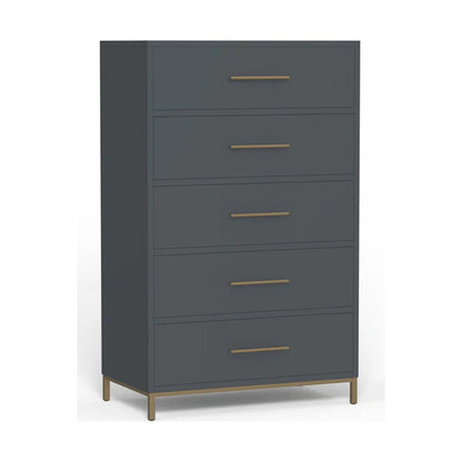 Madelyn Slate Gray Five Drawer Chest - Elegant Storage with Modern Design