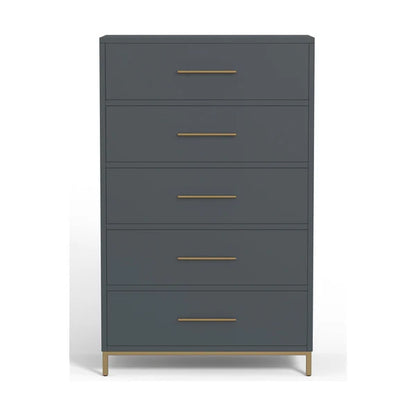 Madelyn Slate Gray Five Drawer Chest - Elegant Storage with Modern Design