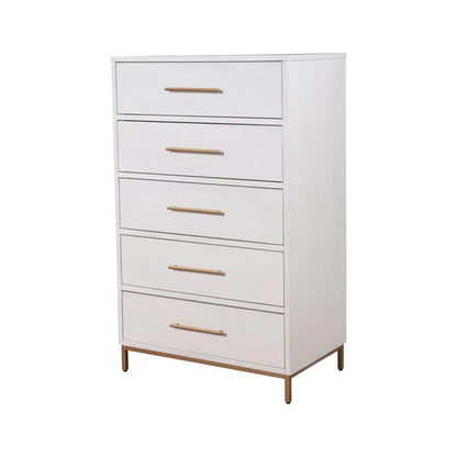 Madelyn White Five Drawer Chest - Sleek Design with Ample Storage