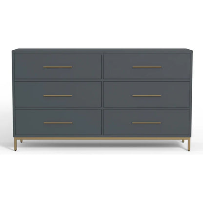 Madelyn Slate Gray Six Drawer Dresser - Contemporary Style with Ample Storage