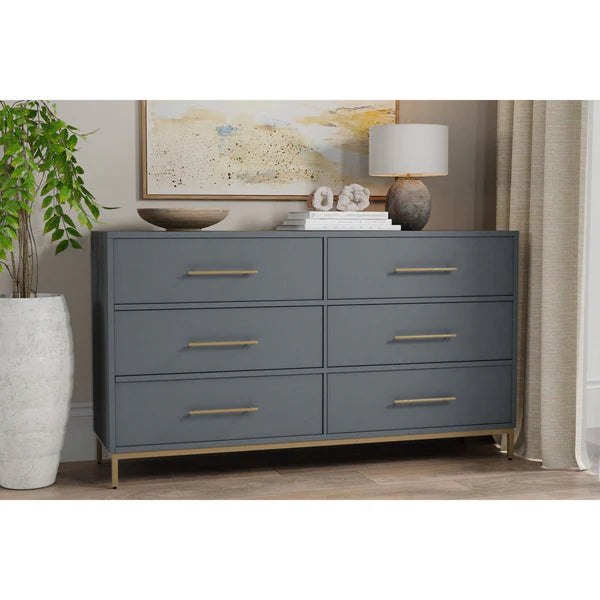 Madelyn Slate Gray Six Drawer Dresser - Contemporary Style with Ample Storage