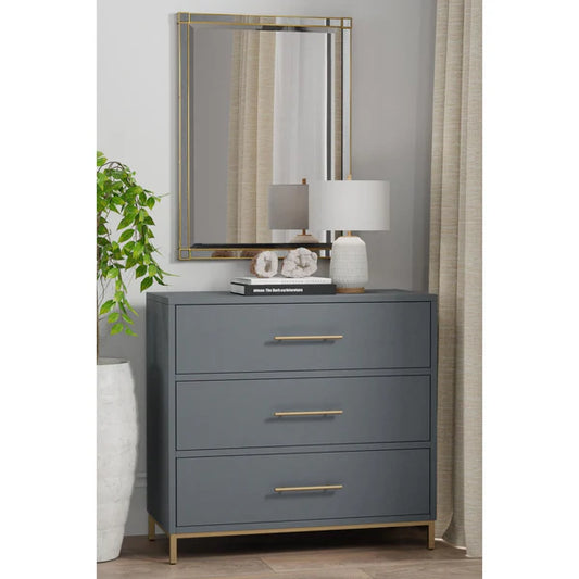 Madelyn Slate Gray Three Drawer Small Chest - Compact Storage with Modern Elegance