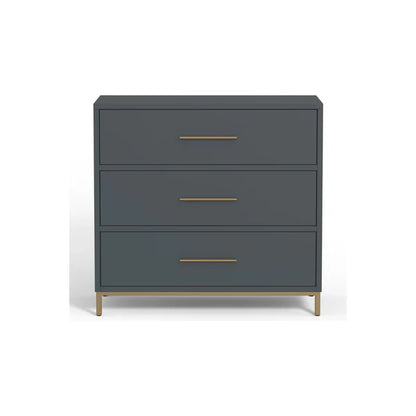 Madelyn Slate Gray Three Drawer Small Chest - Compact Storage with Modern Elegance