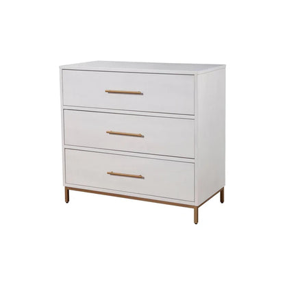 Madelyn White Three Drawer Small Chest - Compact Storage with Elegant Design