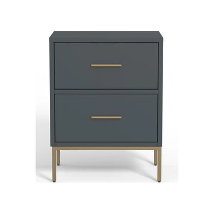 Madelyn Slat Gray Two Drawer Nightstand - Modern Design with Functional Storage