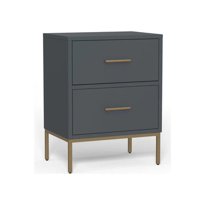 Madelyn Slat Gray Two Drawer Nightstand - Modern Design with Functional Storage