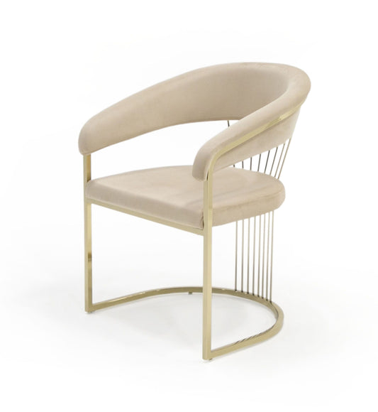 Modrest Linda - Modern Beige Velvet and Gold Dining Chair