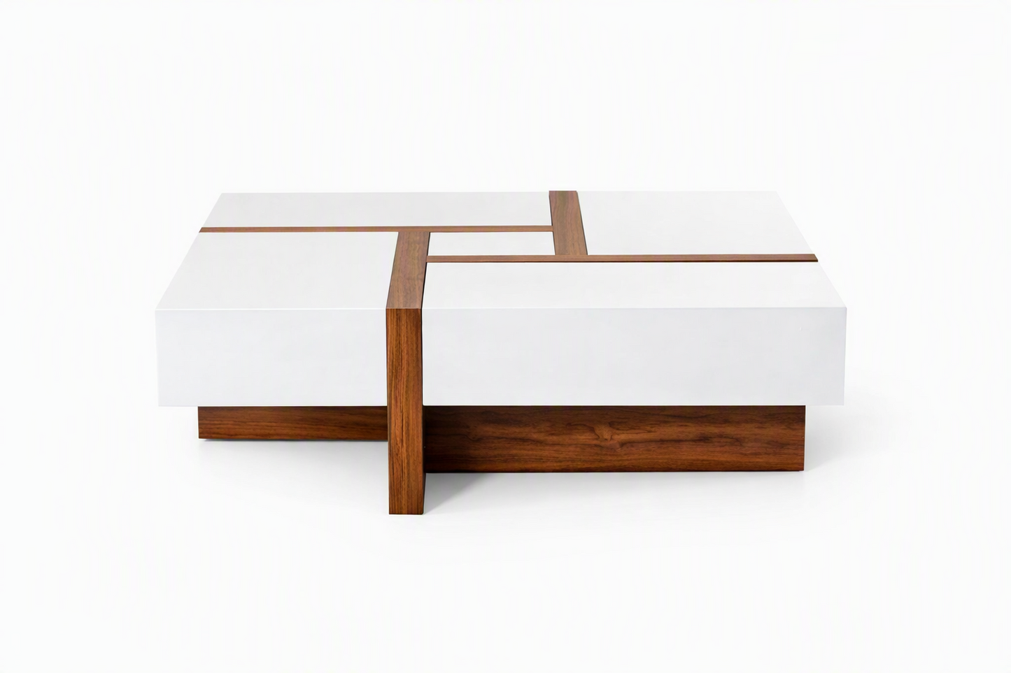 Makai White and Walnut Square Coffee Table