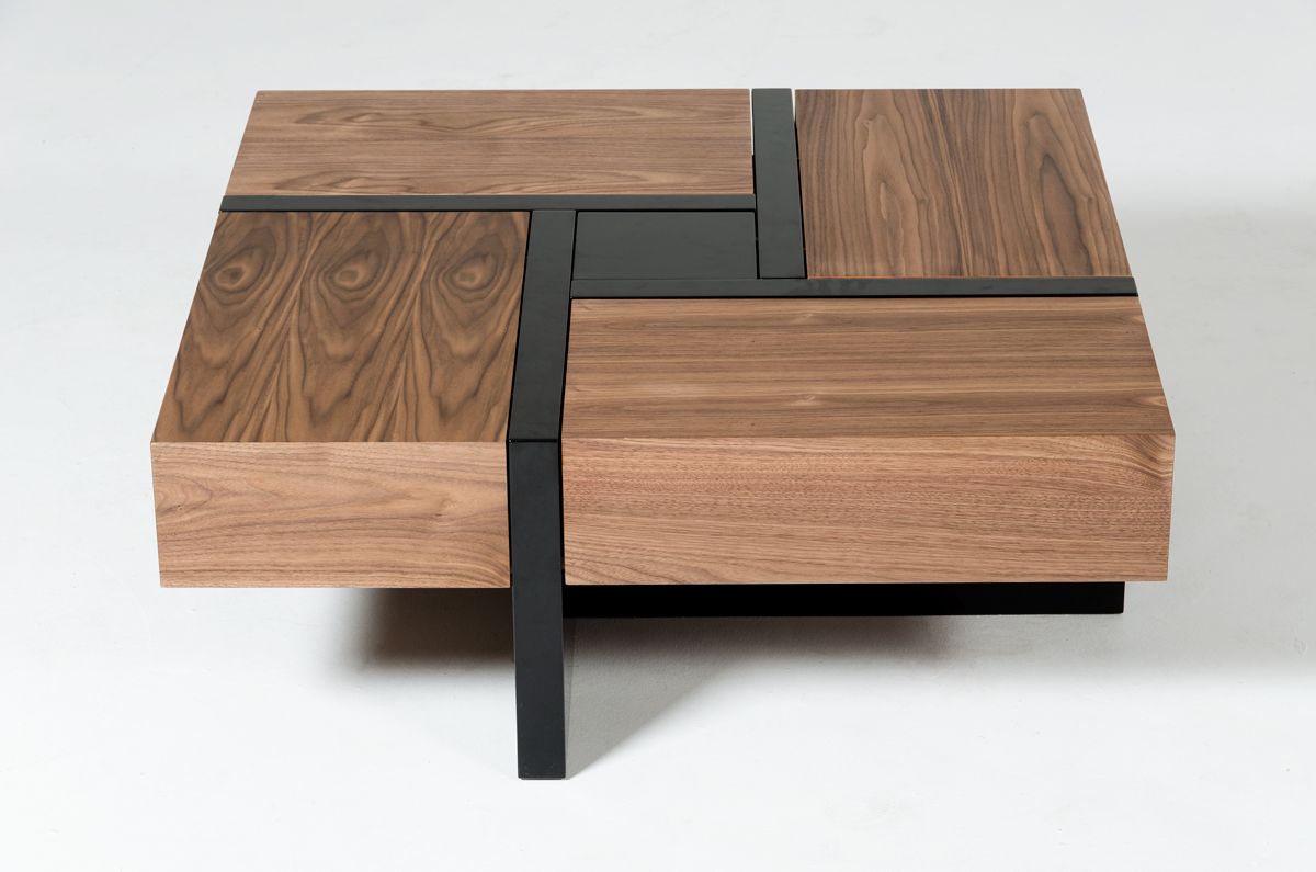Makai Walnut and Black Square Coffee Table