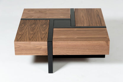 Makai Walnut and Black Square Coffee Table