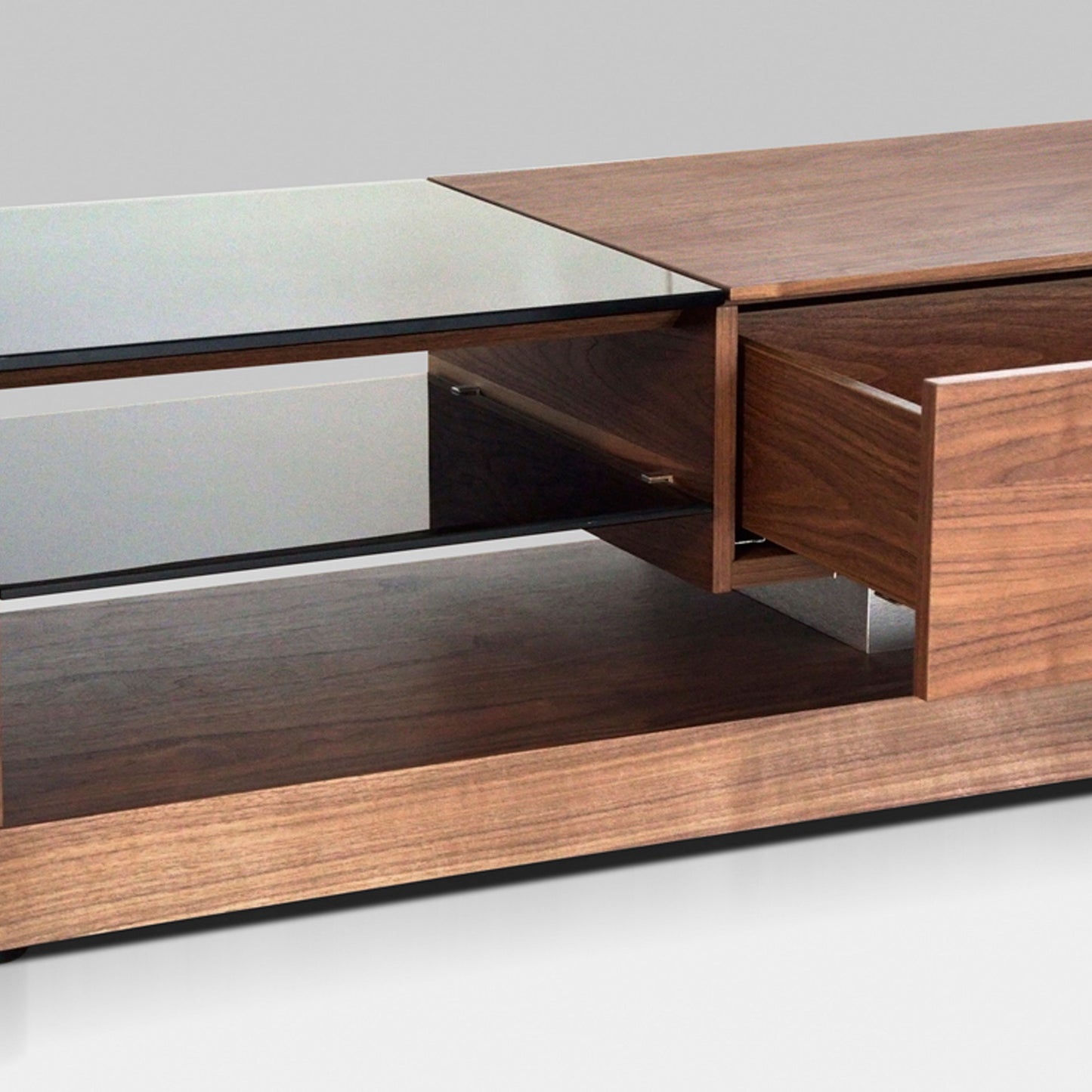 Mali Walnut TV Stand with Cabinets and Shelves