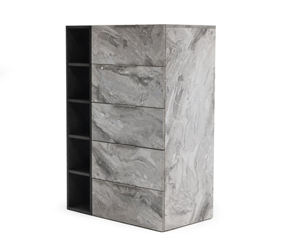 Nova Domus Maranello - Modern Grey Wash & Faux Marble Chest