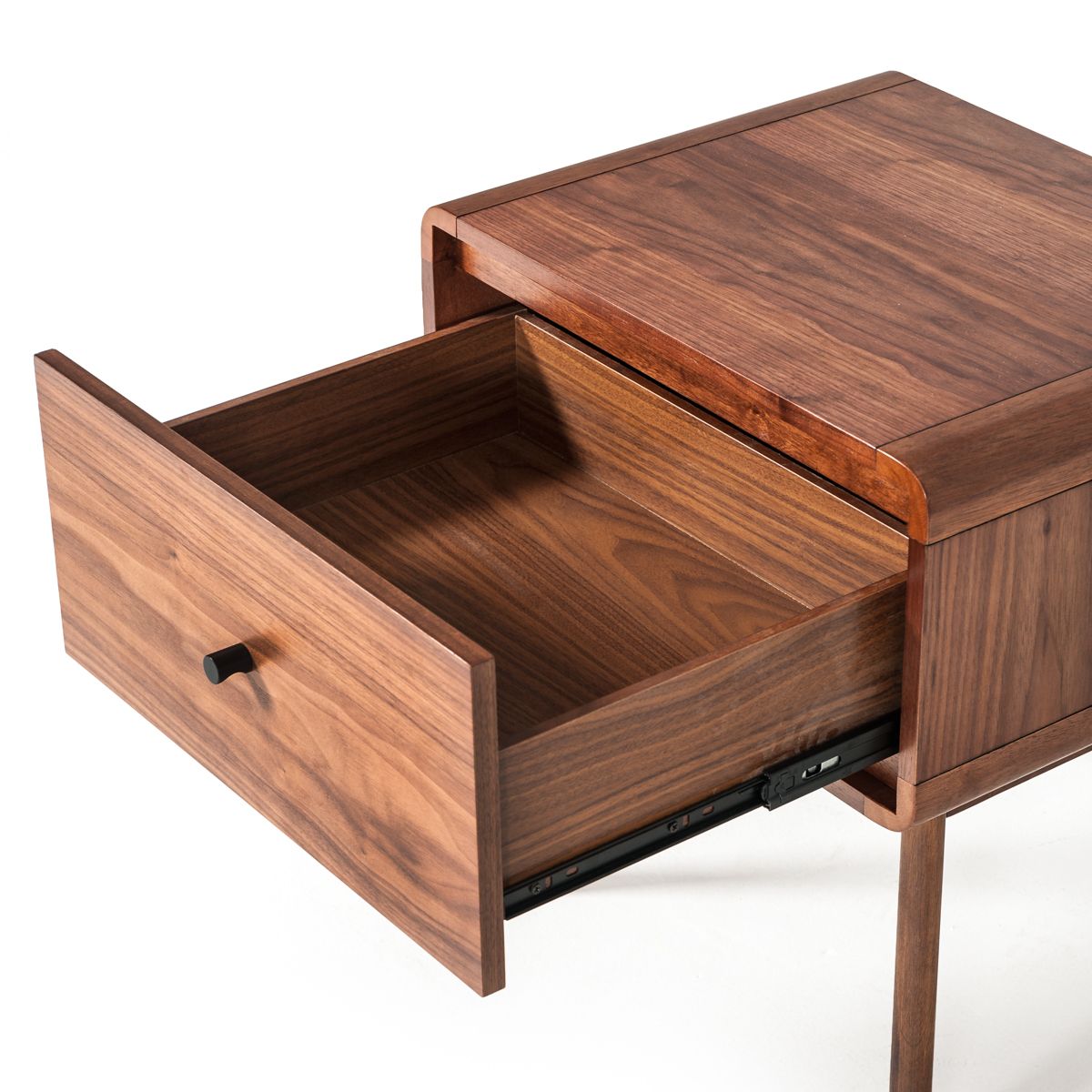 Modrest Carmen + Marshall Mid-Century Modern Walnut Bed & Nightstand Set