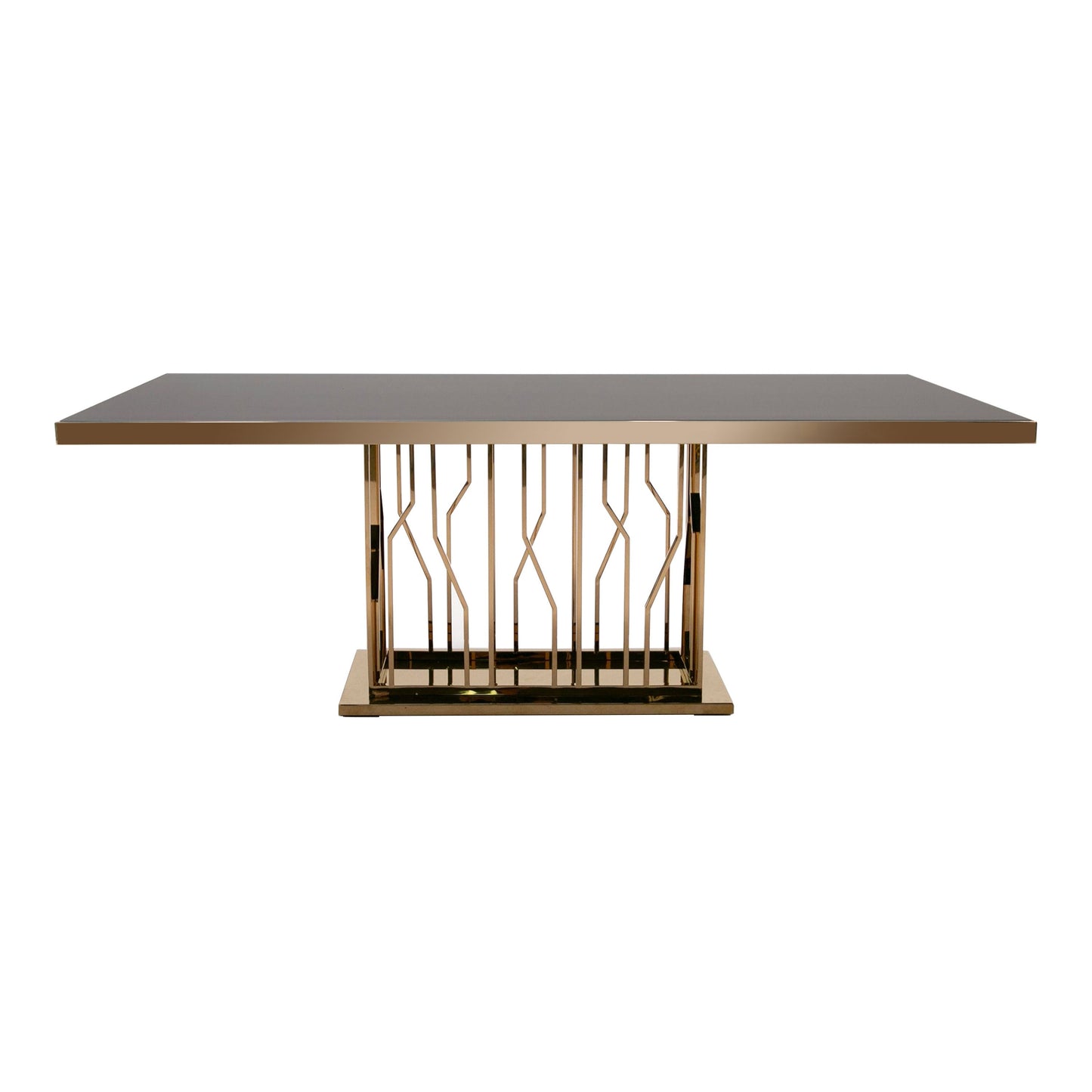 Marston Black Glass and  Rose Gold Dining Table