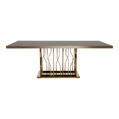 Marston Black Glass and  Rose Gold Dining Table