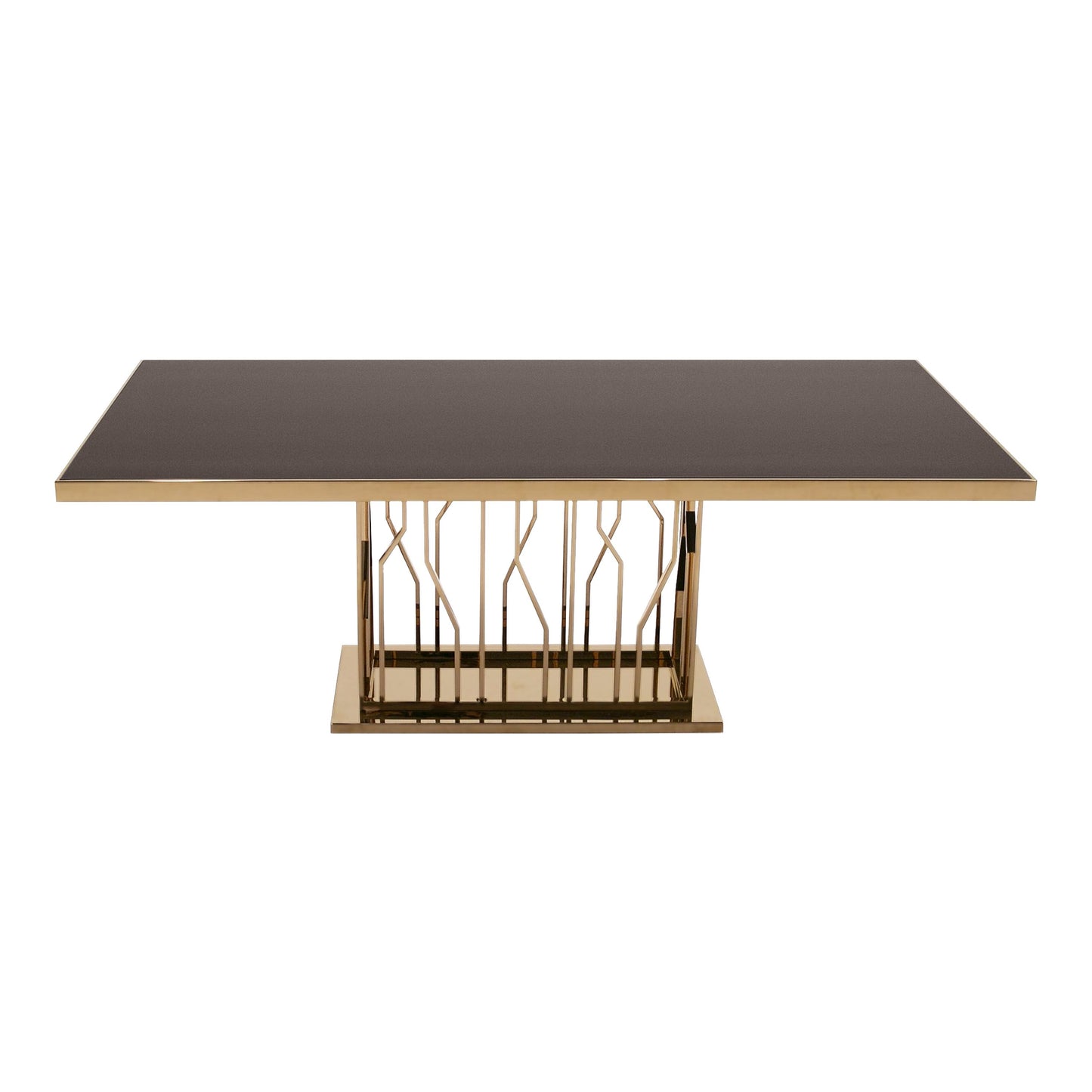 Marston Black Glass and  Rose Gold Dining Table