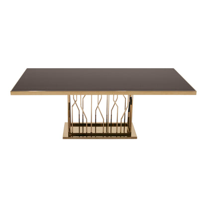 Marston Black Glass and  Rose Gold Dining Table