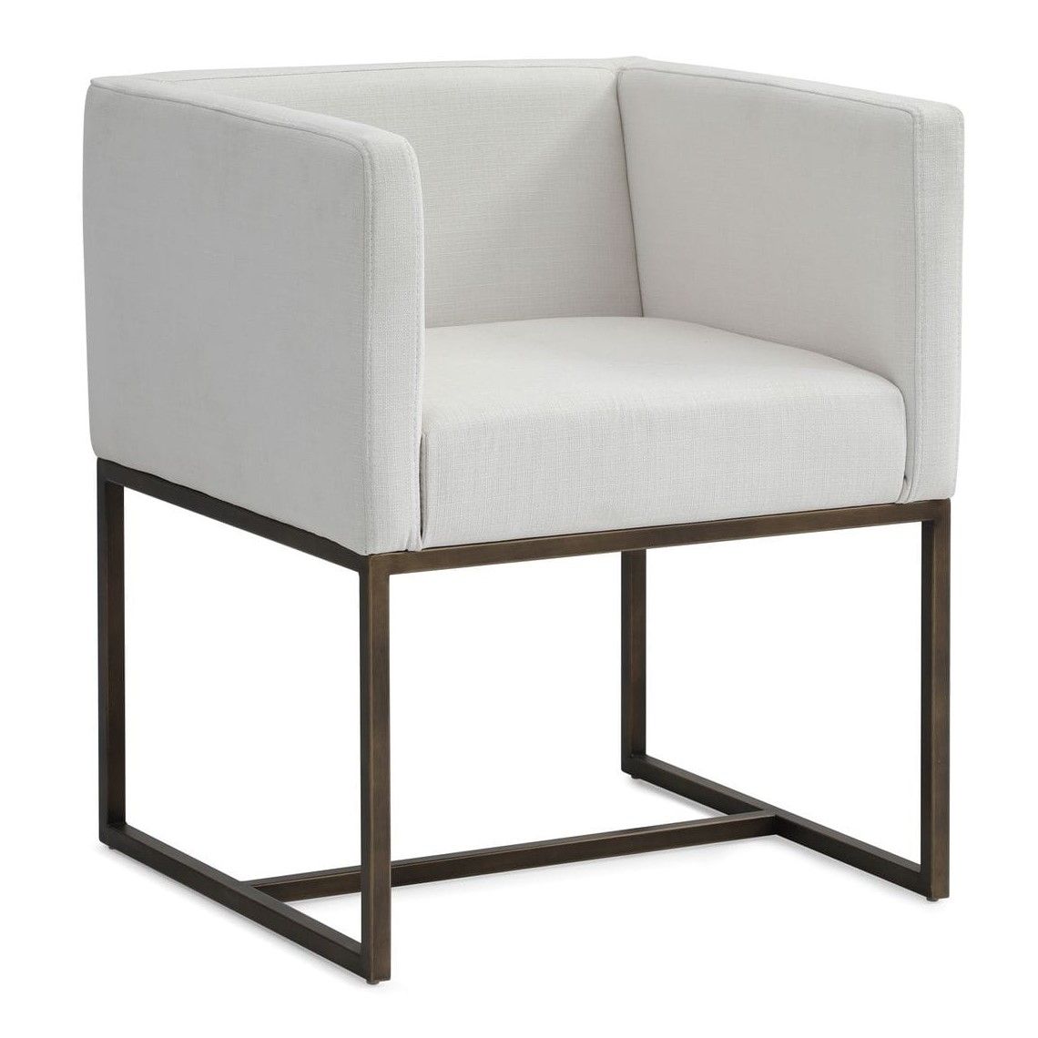Marty Off-White and Copper Antique Brass Dining Chair