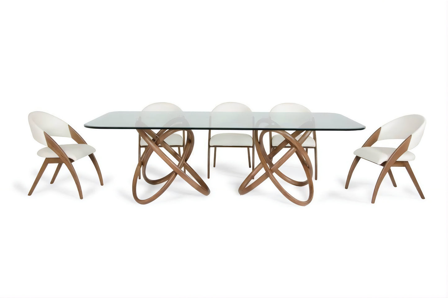 Mason Glass Dining Table with Walnut-Finished Ash Wood Base