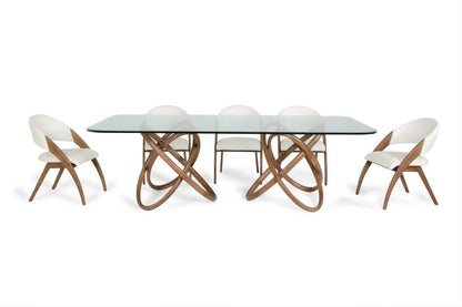 Mason Glass Dining Table with Walnut-Finished Ash Wood Base