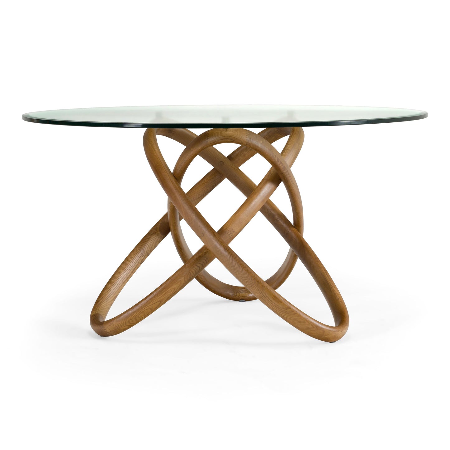 Mason Round Glass Walnut Dining Table