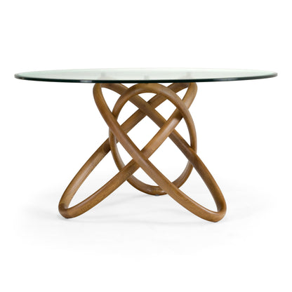 Mason Round Glass Walnut Dining Table
