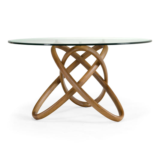 Mason Round Glass Walnut Dining Table