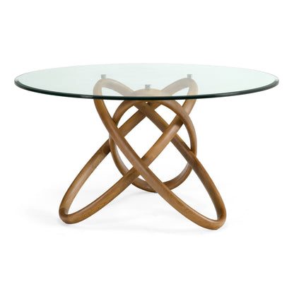Mason Round Glass Walnut Dining Table