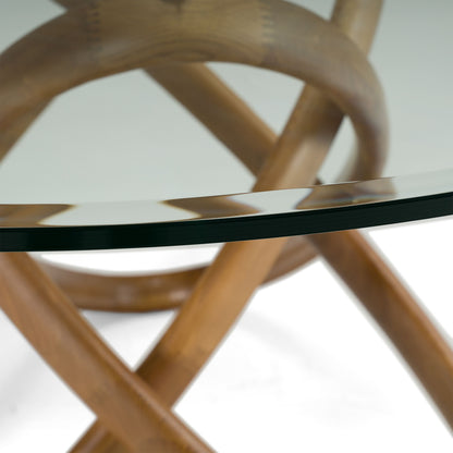 Mason Round Glass Walnut Dining Table