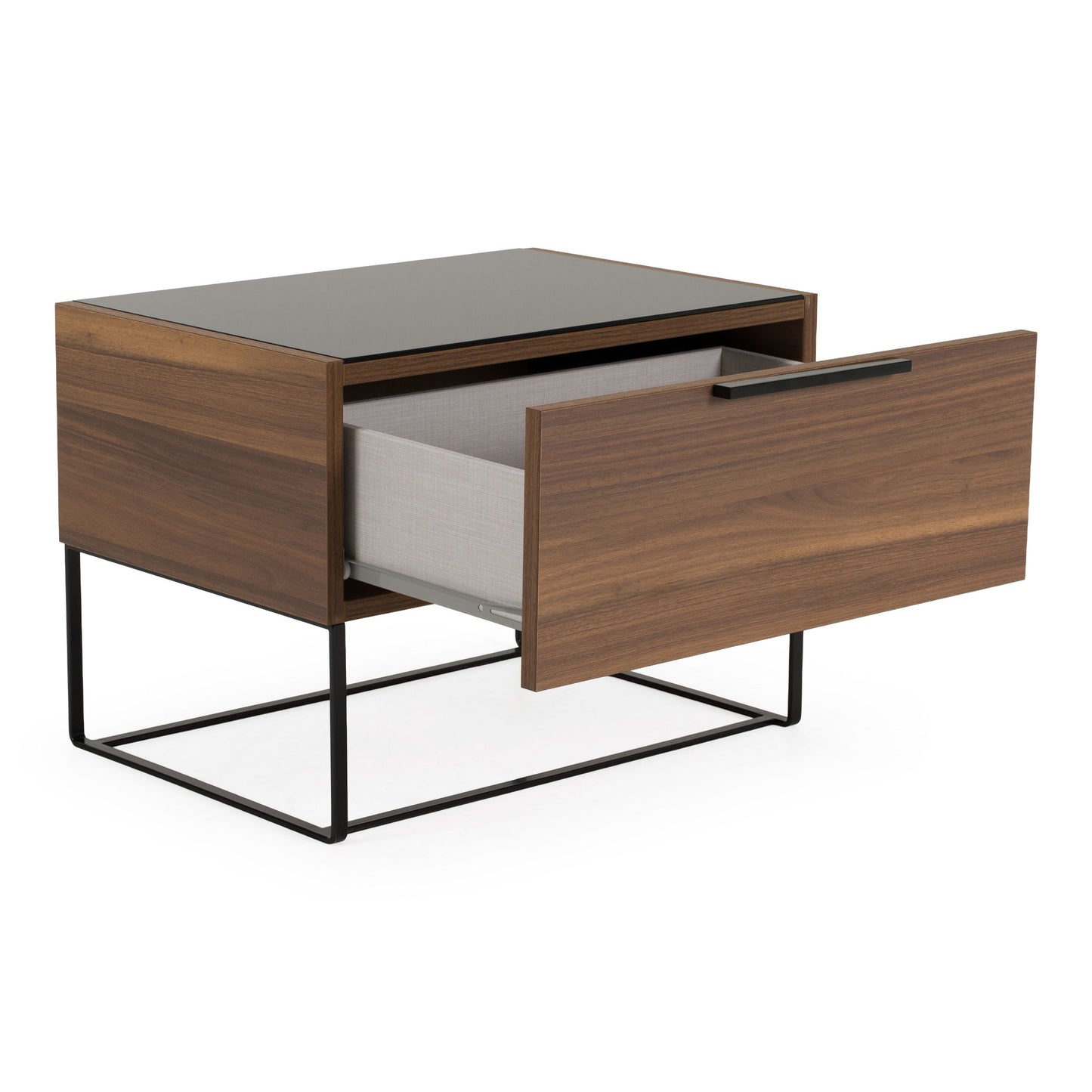 Matteo Italian Walnut with Fabric Bed and Nightstands