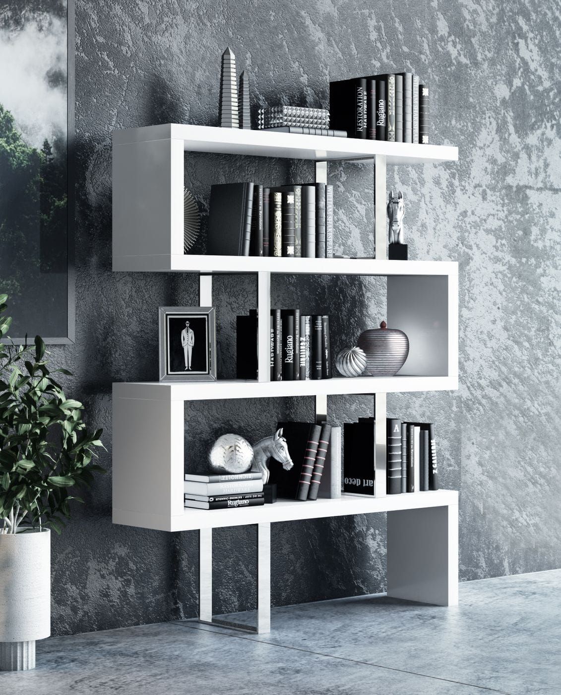 Maze White High Gloss Bookcase