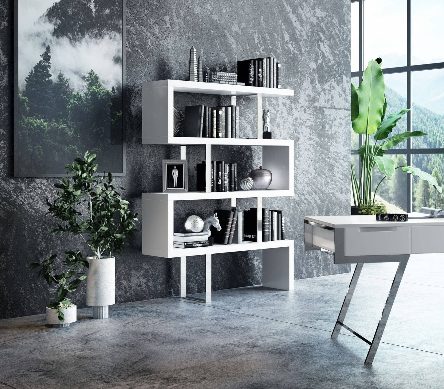 Maze White High Gloss Bookcase