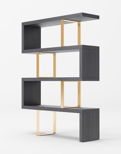 Modrest Maze - Elm Grey & Gold Bookcase