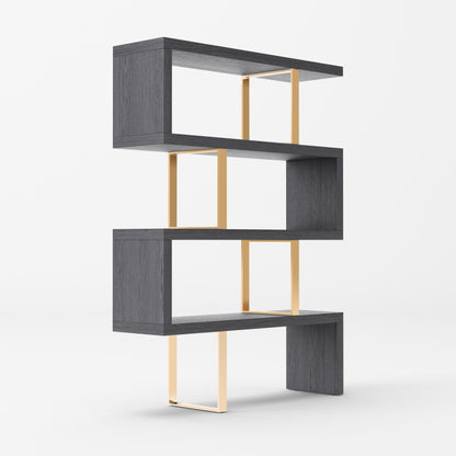 Modrest Maze - Elm Grey & Gold Bookcase