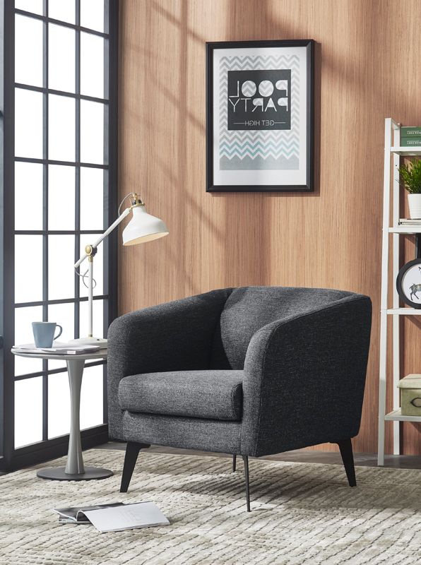 Divani Casa Bannack Modern Dark Grey Fabric Lounge Chair