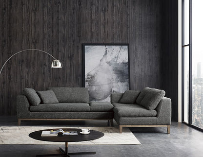 Hickman Dark Grey Fabric Sectional Sofa