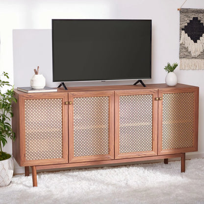 Piran 4-Door 2-Shelf Media Stand - Stylish and Functional Storage for Your Entertainment Space