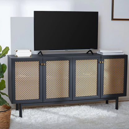 Piran 4-Door 2-Shelf Media Stand - Stylish and Functional Storage for Your Entertainment Space