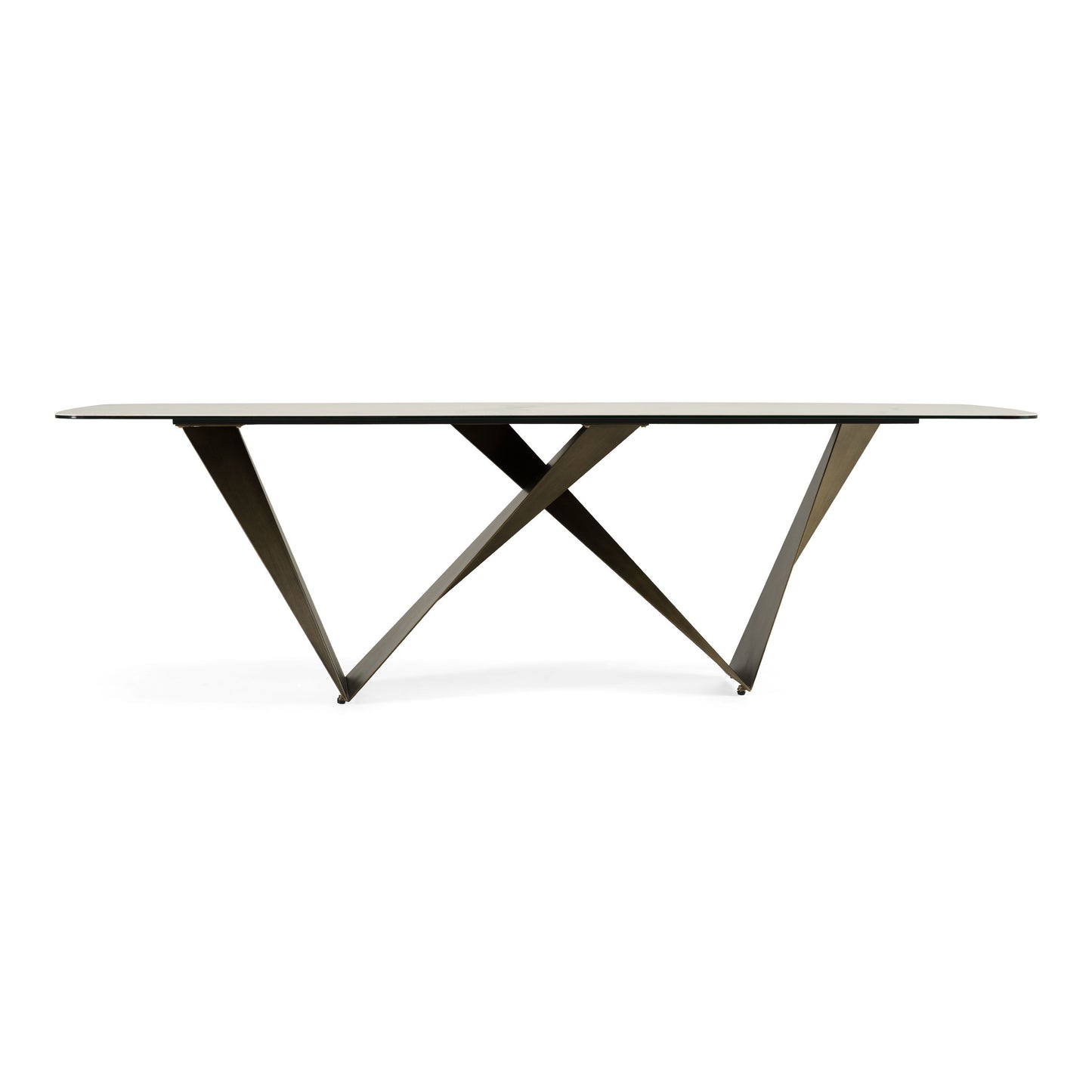 Melanie White Ceramic and Brushed Brown Dining Table