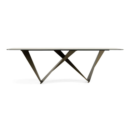 Melanie White Ceramic and Brushed Brown Dining Table