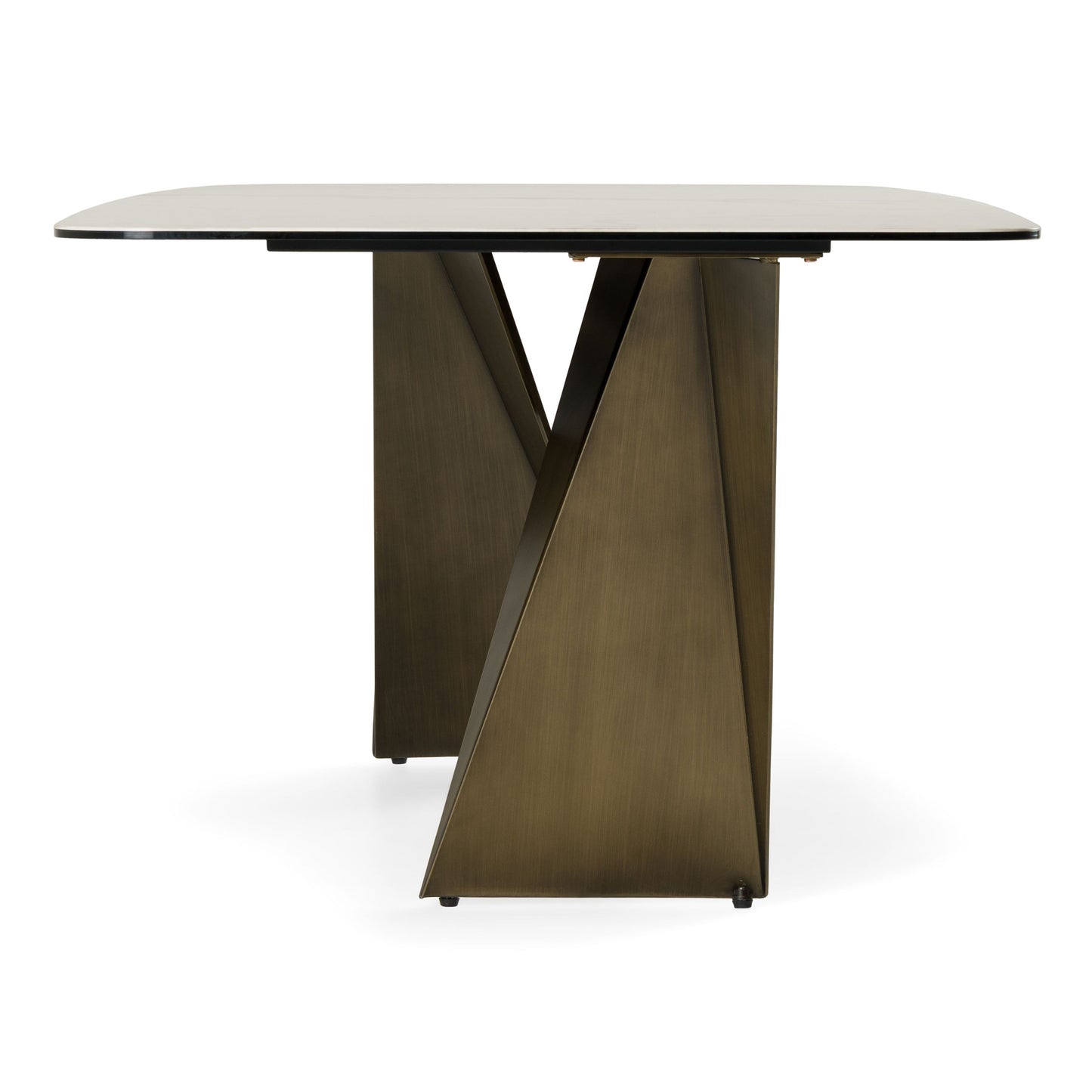 Melanie White Ceramic and Brushed Brown Dining Table