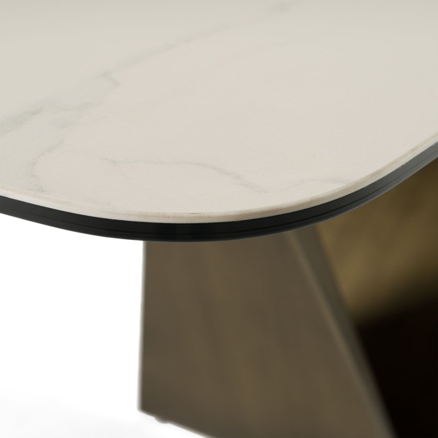 Melanie White Ceramic and Brushed Brown Dining Table