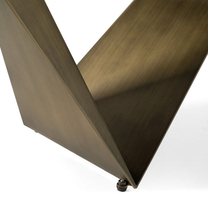 Melanie White Ceramic and Brushed Brown Dining Table