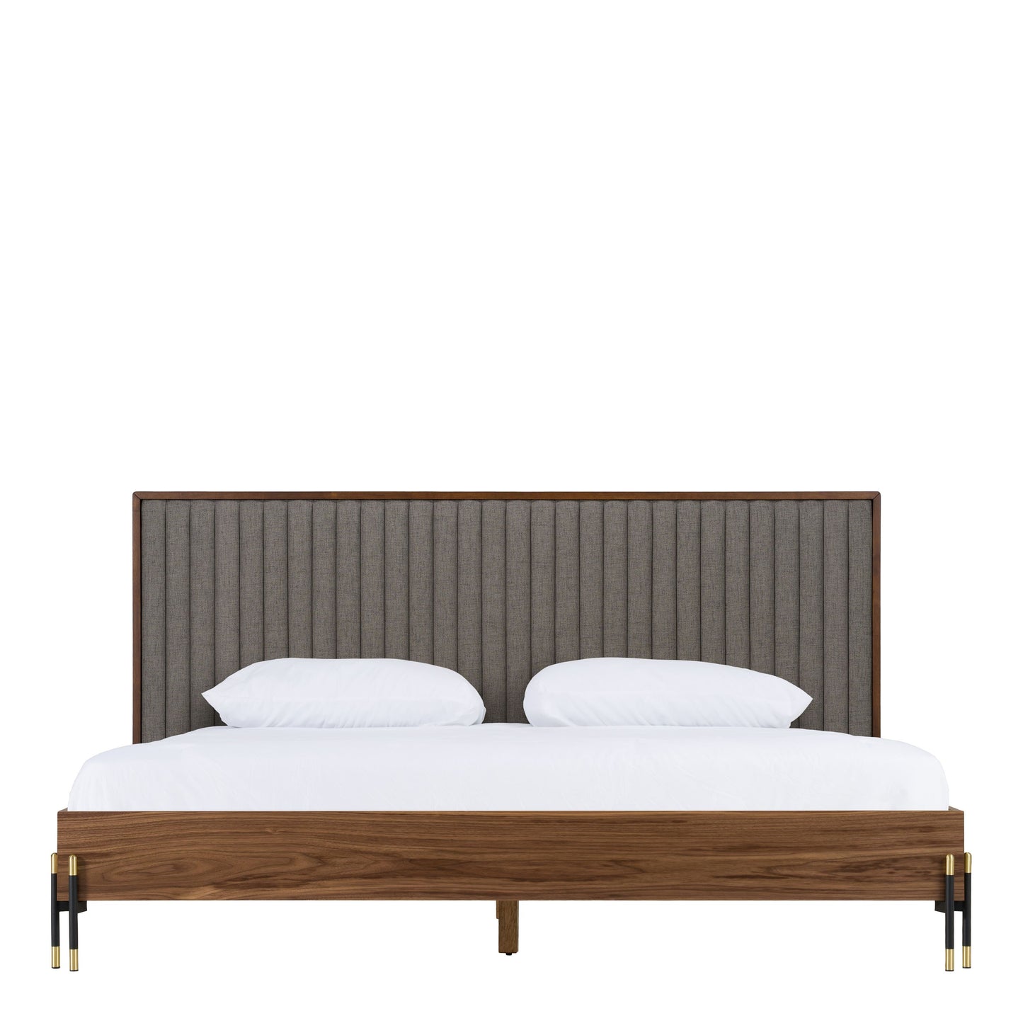 Metcalf Mid-Century Walnut and Grey Platform Bed