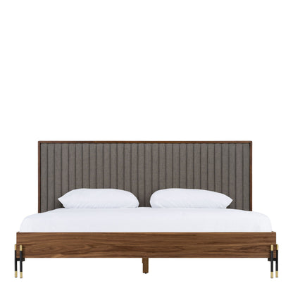 Metcalf Mid-Century Walnut and Grey Platform Bed