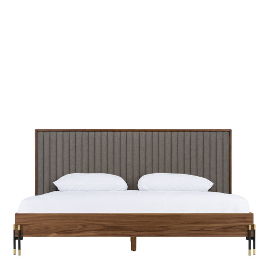 Metcalf Mid-Century Walnut and Grey Platform Bed