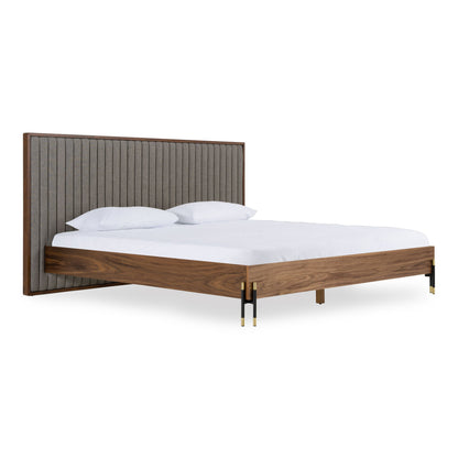 Metcalf Mid-Century Walnut and Grey Platform Bed