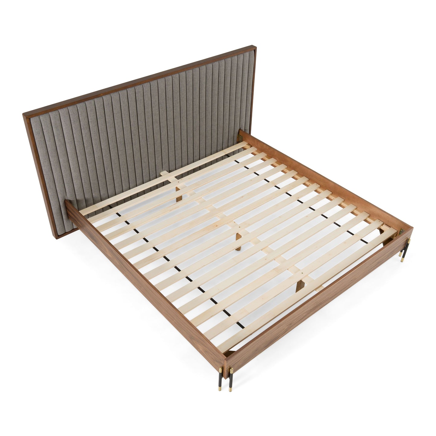 Metcalf Mid-Century Walnut and Grey Platform Bed
