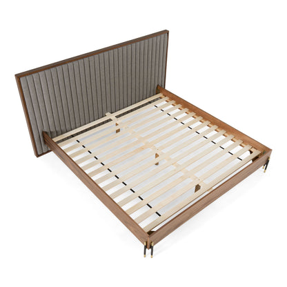 Metcalf Mid-Century Walnut and Grey Platform Bed