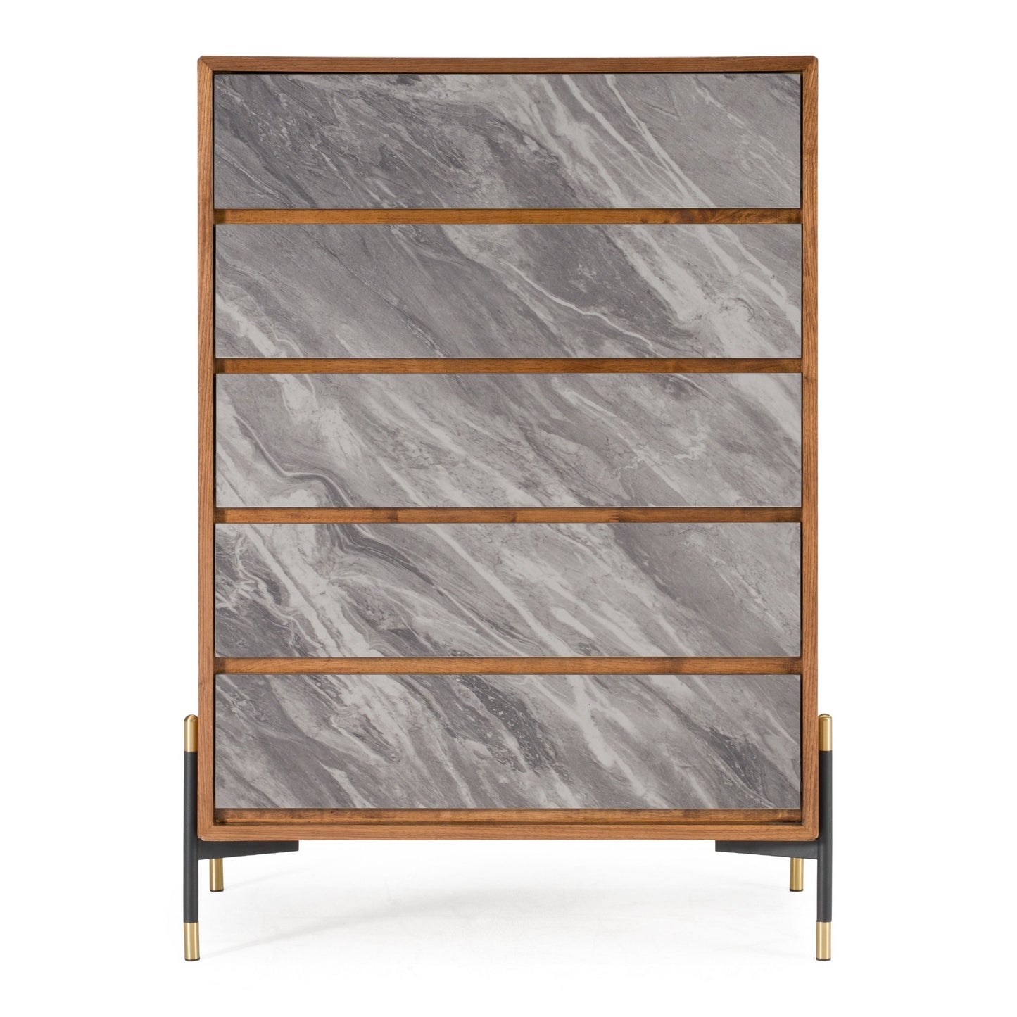 Metcalf Mid-Century Walnut and Grey Chest